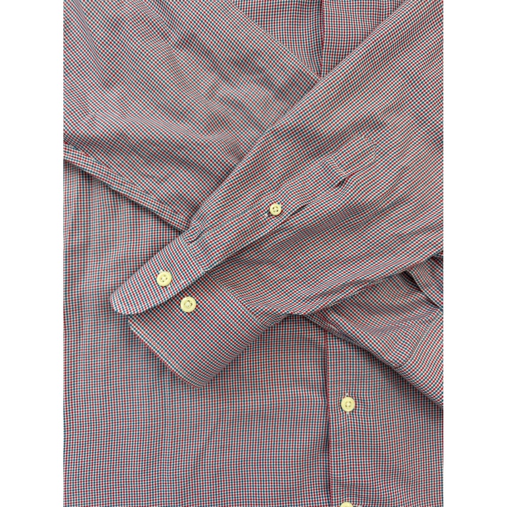 Peter Millar Mens Large Red Blue Micro Check Cotton Button Down Dress Shirt L - Picture 3 of 4